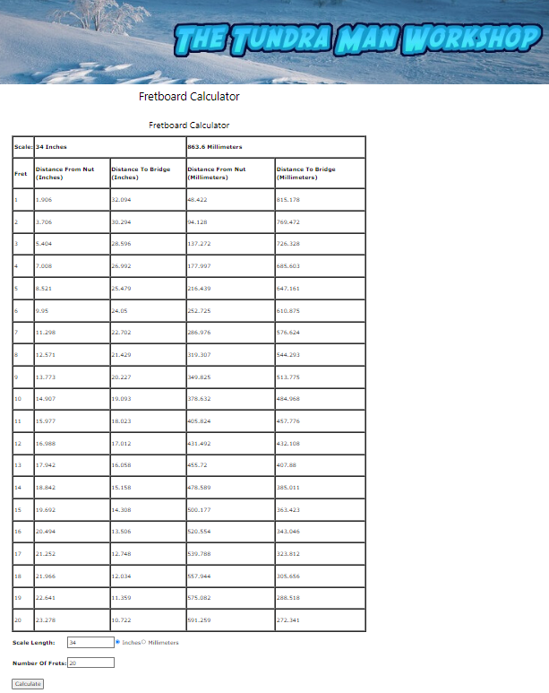 Scale Length Calculators The Design Bar